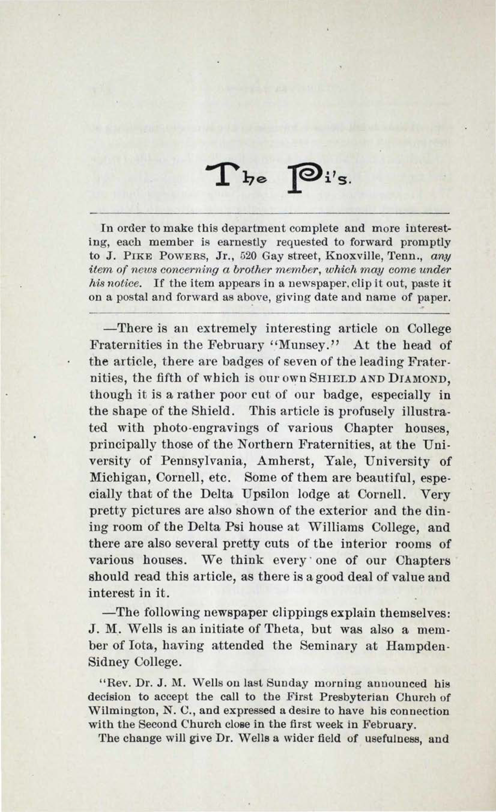 The Pi's, February 1901